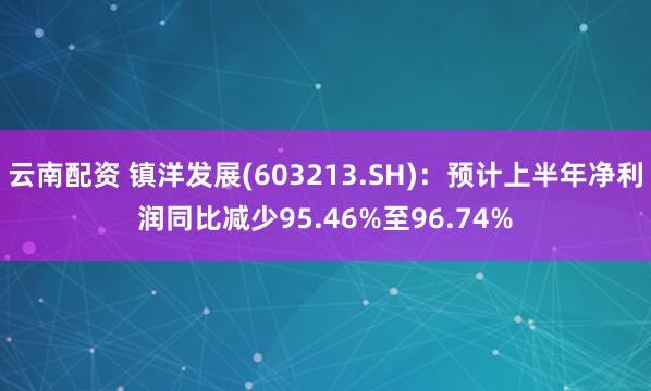 云南配资 镇洋发展(603213.SH)：预计上半年净利润同比减少95.46%至96.74%